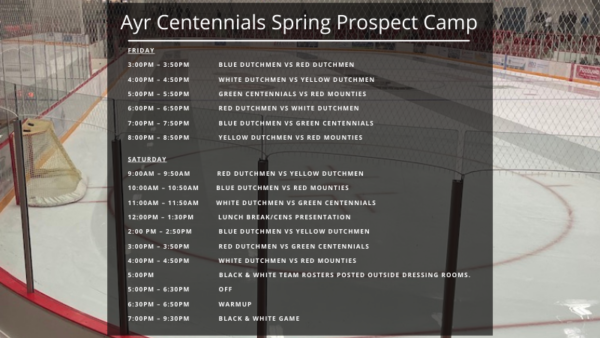 Ayr Spring Prospect Camp Ice Times